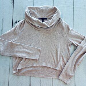 Crop Top Turtleneck Cowl Neck Soft Heather Pink XS White House Black Market